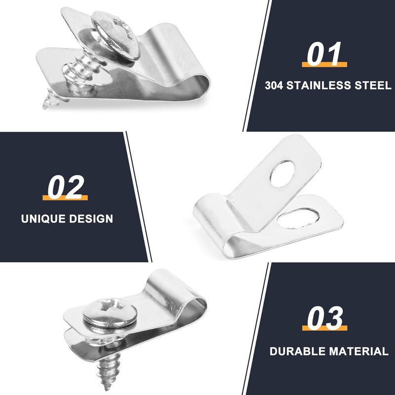 Tottist 120 Pcs Fence Wire Clamps Stainless Steel Fencing Mounting Clips With120 Pcs Stainless Steel Screws for 12-16 Gauge Welded Wire to Wood, Metal or Vinyl Fence(X120 Kit) - Image 3